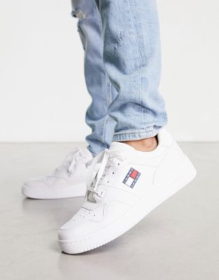 Tommy Jeans flag retro basket sneakers in white