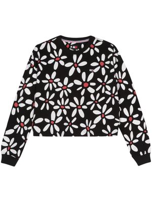Tommy Jeans floral-print cotton sweatshirt - Black