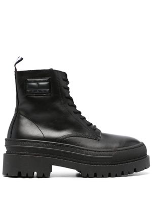 Tommy Jeans Foxing lace-up leather boots - Black