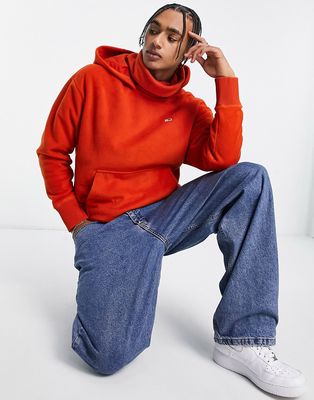 Tommy Jeans funnel neck polar fleece hoodie relaxed fit in orange