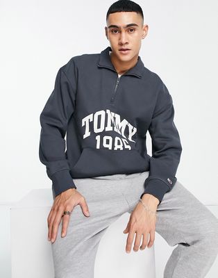 Tommy Jeans half zip sweater in black
