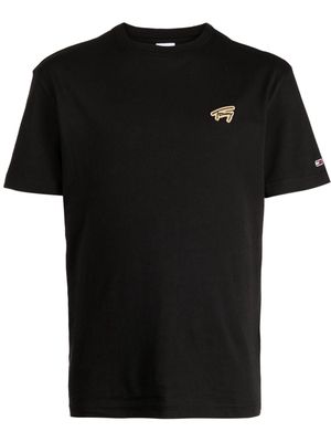 Tommy Jeans logo-appliqué cotton T-shirt - Black