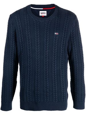 Tommy Jeans logo-embroidered cable-knit jumper - Black