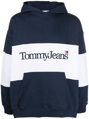 Tommy Jeans logo-embroidered cotton hoodie - Blue