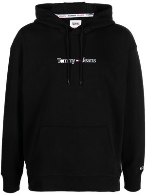 Tommy Jeans logo-embroidered drawstring hoodie - Black