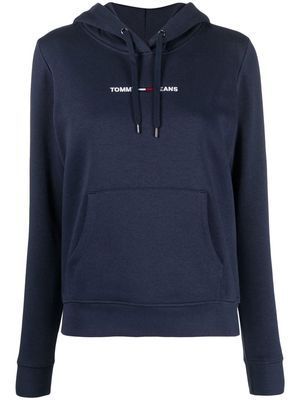 Tommy Jeans logo-embroidered drawstring hoodie - Blue