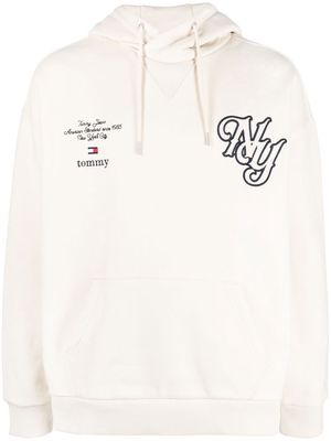 Tommy Jeans logo-embroidery hoodie - Neutrals