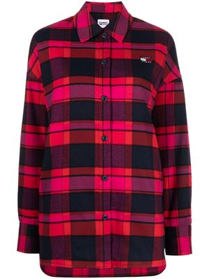 Tommy Jeans logo-patch check-pattern shirt - Red