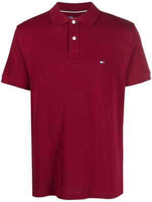 Tommy Jeans logo-patch cotton polo shirt - Red