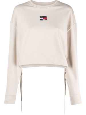 Tommy Jeans logo-patch cropped sweatshirt - Neutrals