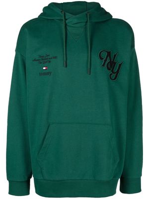 Tommy Jeans logo-patch drawstring hoodie - Green