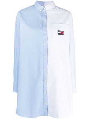 Tommy Jeans logo-patch long-sleeve shirt dress - Blue