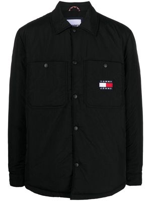 Tommy Jeans logo-patch long-sleeve shirt-jacket - Black