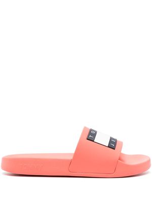 Tommy Jeans logo-patch round-toe slides - Pink