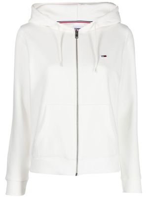 Tommy Jeans logo-patch zipped hoodie - White