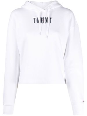 Tommy Jeans logo-print cropped hoodie - White