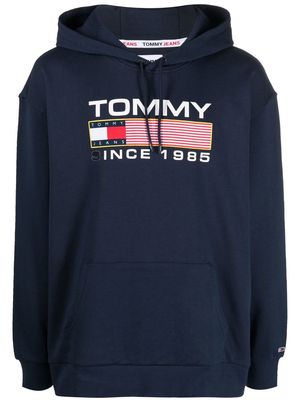 Tommy Jeans logo-print drawstring hoodie - Blue