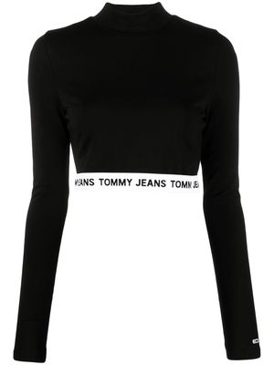 Tommy Jeans logo print long-sleeve crop top - Black