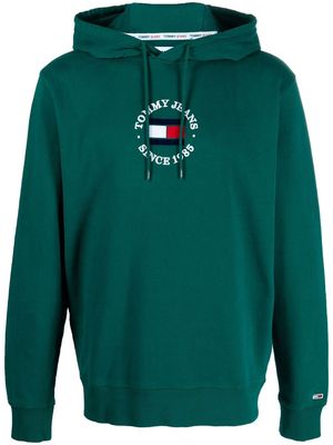 Tommy Jeans logo-print long-sleeve hoodie - Green
