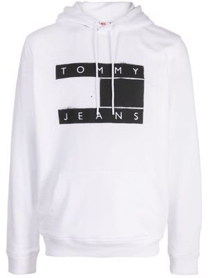 Tommy Jeans logo-print long-sleeve hoodie - White