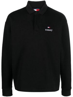 Tommy Jeans logo-print polo shirt - Black