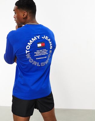 Tommy Jeans long sleeve circle entry t-shirt in blue