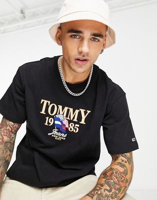 Tommy Jeans luxe chest logo relaxed fit T-shirt in black
