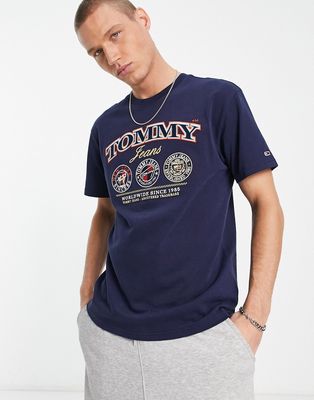 Tommy Jeans luxe logo classic fit t-shirt in twilight navy