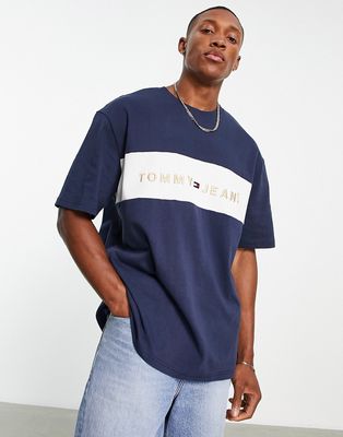 Tommy Jeans oversized archive logo T-shirt in navy