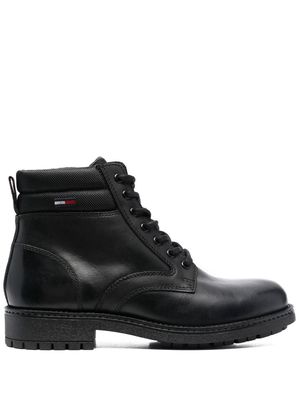 Tommy Jeans padded-ankle lace-up boots - Black