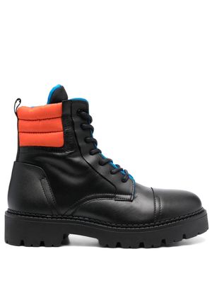 Tommy Jeans padded-detail lace-up boots - Black