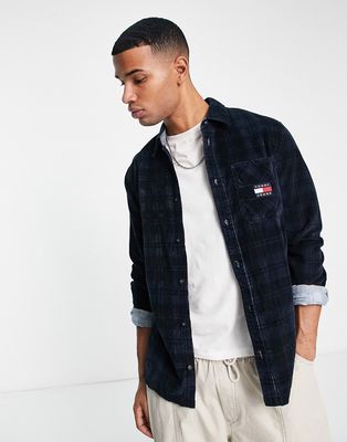 Tommy Jeans plaid corduroy overshirt in navy