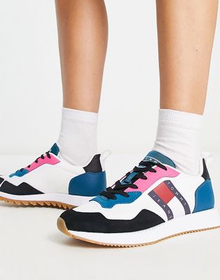 Tommy Jeans polyester flag logo color block sneakers in multi