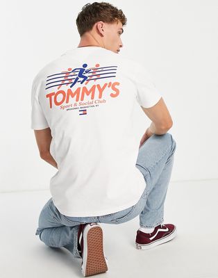 Tommy Jeans recycled cotton retro sports club t-shirt with back print in white