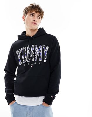Tommy Jeans regular camo new varsity logo hoodie in black