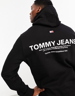 Tommy Jeans regular entry logo graphic hoodie in black