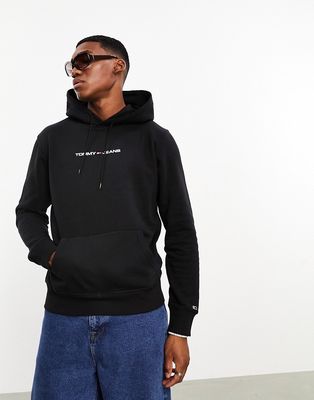 Tommy Jeans regular linear logo hoodie in black