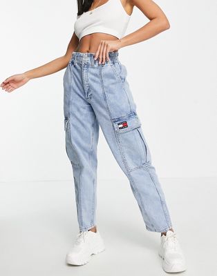 Tommy Jeans relaxed cargo jean in acid wash-Blues