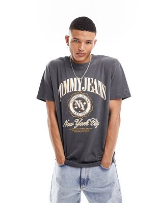 Tommy Jeans relaxed luxe varsity logo t-shirt in black