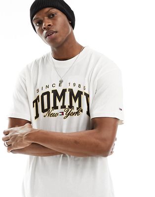 Tommy Jeans relaxed skate luxe varsity logo t-shirt in white