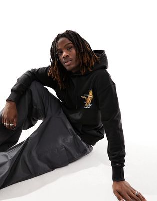 Tommy Jeans relaxed vintage eagle logo hoodie in black