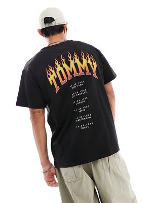 Tommy Jeans relaxed vintage flame t-shirt in black