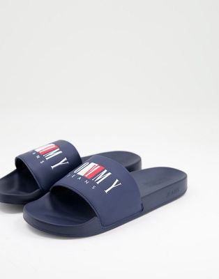 Tommy Jeans sliders with text logo in navy