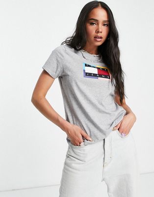 Tommy Jeans slim fit logo t-shirt in gray