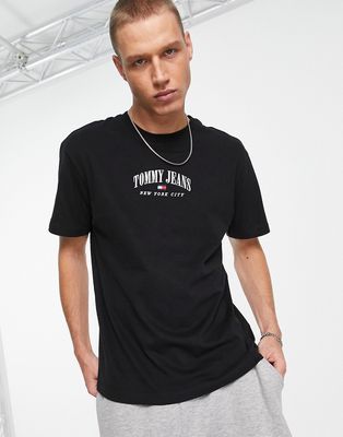 Tommy Jeans small varsity logo classic fit T-shirt in black
