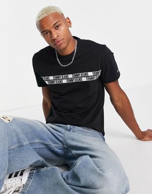 Tommy Jeans tape logo T-shirt in black
