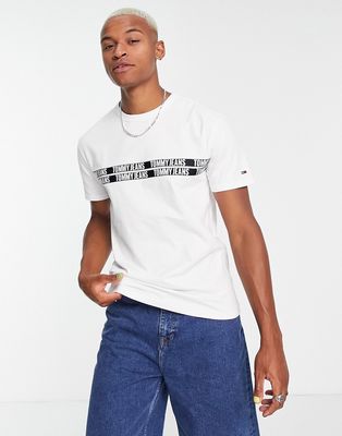 Tommy Jeans tape logo T-shirt in white