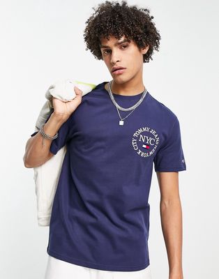 Tommy Jeans timeless circle logo cotton t-shirt in navy