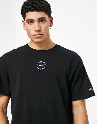 Tommy Jeans tiny round logo t-shirt in black - BLACK