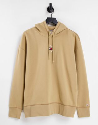 Tommy Jeans tiny tommy round hoodie in tan - TAN-Brown